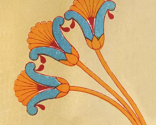 Ancient Egyptian decorative art, Lotus flower, Vintage illustration