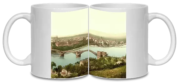 Koblenz am Rhein, Rhineland-Palatinate, Germany, Historic, digitally restored reproduction of a photochromic print from the 1890s