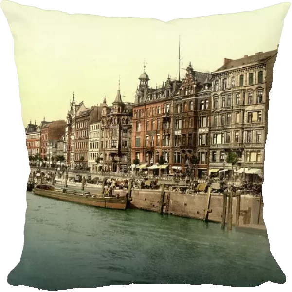 Harbour, Dovenfleet, Hamburg, Germany, Historic, digitally restored reproduction of a photochrome print from the 1890s