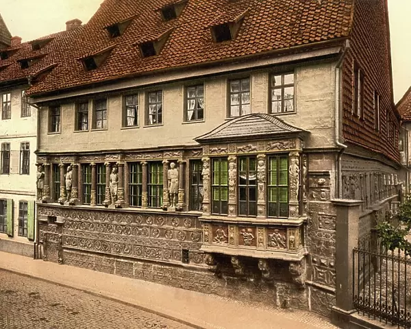 The Kaiserhaus in Hildesheim, Lower Saxony, Germany, Historic, digitally restored reproduction of a photochromic print from the 1890s