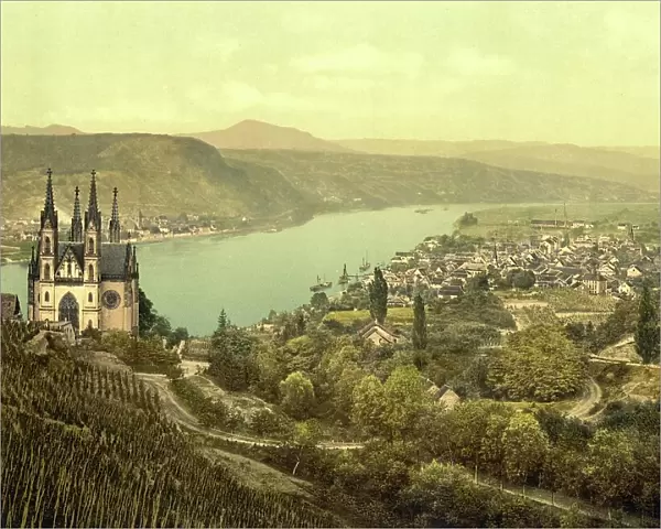 Remagen am Rhein, Rhineland-Palatinate, Germany, Historic, digitally restored reproduction of a photochromic print from the 1890s