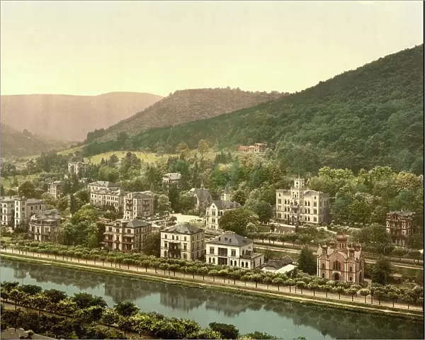 Bad Ems, Hesse, Germany, Historic, digitally restored reproduction of a photochrome print from the 1890s