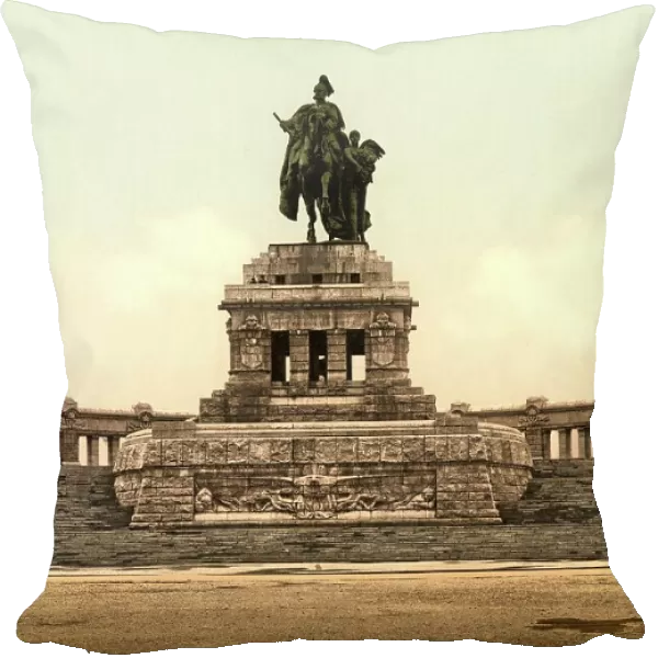 The Kaiser Wilhelm Monument in Koblenz am Rhein, Rhineland-Palatinate, Germany, Historic, digitally restored reproduction of a photochromic print from the 1890s