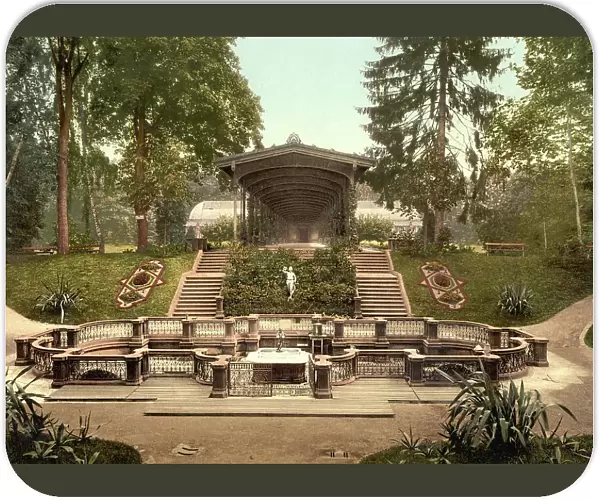 The Elisabeth Fountain in Bad Homburg vor der Hoehe, Hesse, Germany, Historic, digitally restored reproduction of a photochrome print from the 1890s
