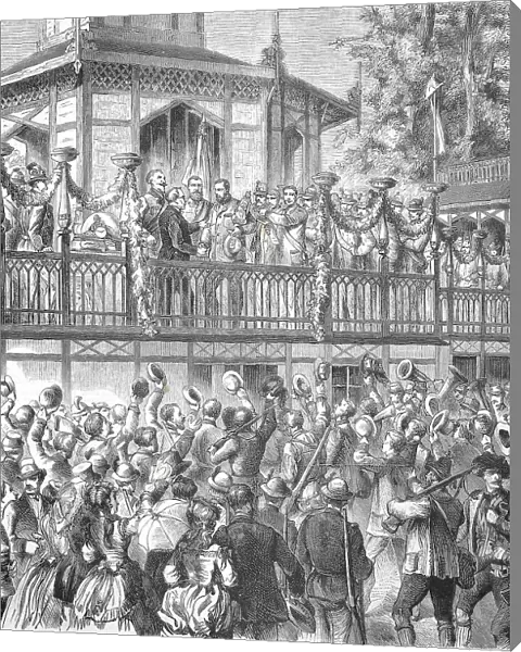 Schuetzenfest, c. 1885, a traditional festival or fair with target shooting, here the distribution of prizes and awards in Vienna, Austria, Historic, digitally restored reproduction of a 19th century original, exact original date unknown