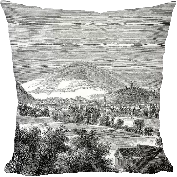 View of Suhl, a town in Thuringia, Germany, Historic, digitally restored reproduction of an original 19th century artwork, exact original date unknown