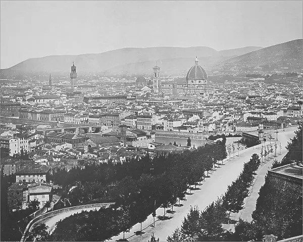 Historical photo (ca 1880) of view of Florence, Tuscany, Italy, Historical, digitally restored reproduction of an original 19th century original, exact original date unknown