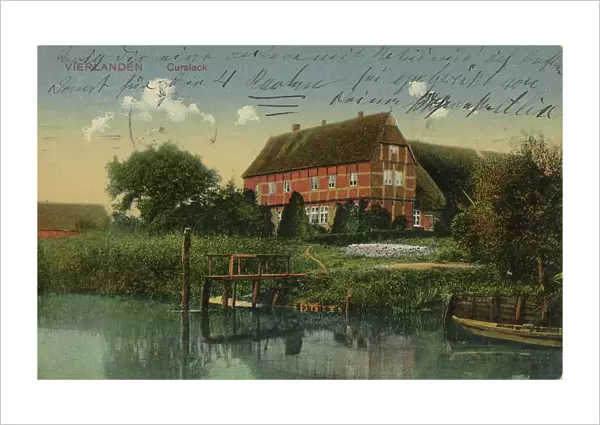 Curslack, Vierlanden, Bergedorf, Hamburg, Germany, postcard with text, view around ca 1910, historical, digital reproduction of a historical postcard, public domain, from that time, exact date unknown