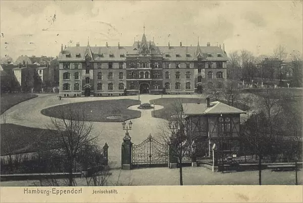 Jenischstift in Eppendorf, Hamburg, Germany, postcard with text, view around ca 1910, historical, digital reproduction of a historical postcard, public domain, from that time, exact date unknown
