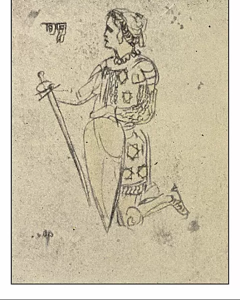 Leonardo's sketches and drawings: knight kneeling