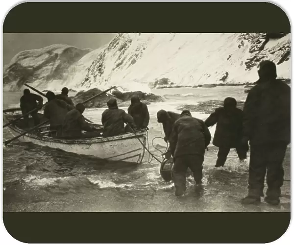 Ernest Shackleton going out to board the relief boat