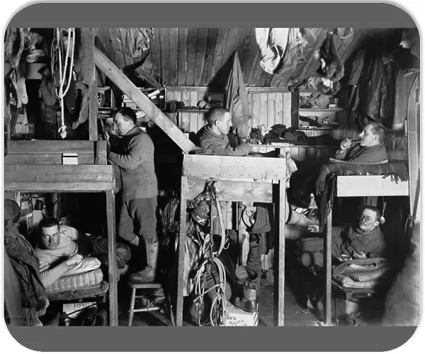 The Tenements - bunks in Winterquarters Hut, of Lt henry Bowers, Apsley Cherry-Garrard, Captain Oates, Cecil Meares, and Dr Atkinson. October 9th 1911