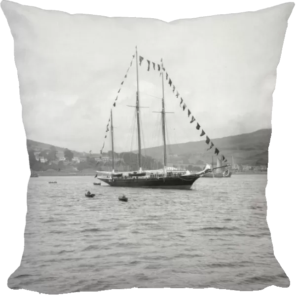 Mr James Coats Jun.s yacht Gleniffer awaiting the Scotia in Lamlash Bay