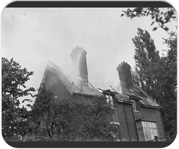 A house fire in Chislehurst, Kent. 1939