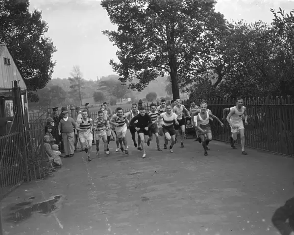 Competitors in a cross country race, Dartford, Kent. 1935