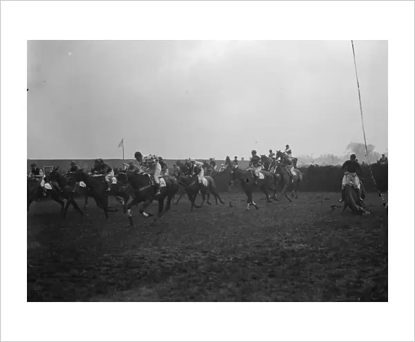 Sensational Grand National. The scene as the field took the first jump, and showing