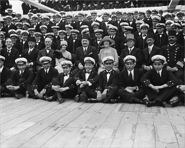 King of Egypt visits HMS Worcester training ship at Greenhithe. King Fuad