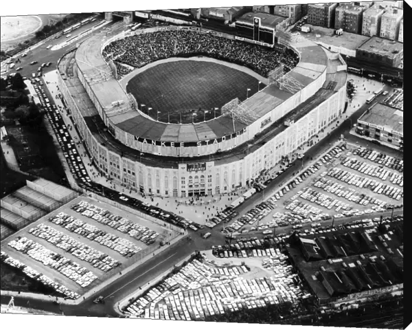 Yankee Stadium baseball park in New York preparing for the Popes visit in October