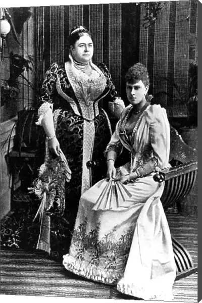 Queen Mary (as Princess May) with her mother the Duchess of Teck undated 1890s