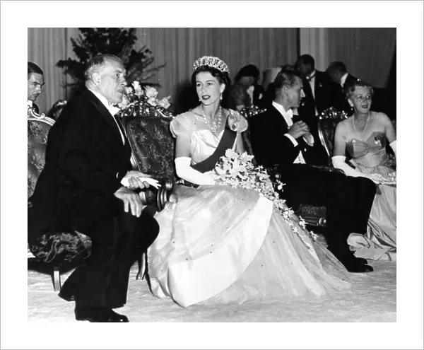 The Premier of Victoria Mr John Cain entertains Queen Elizabeth II while the Duke
