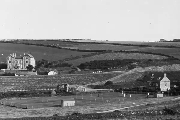 Tennis courts, Perranporth, Cornwall. Early 1900s
