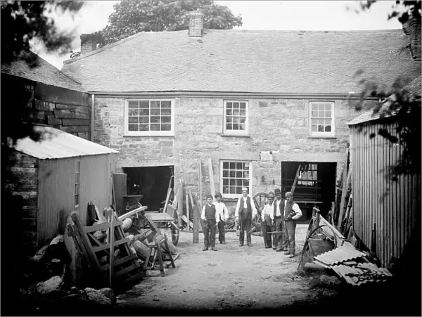 Wheelwright at Trenear, Wendron, Cornwall. Late 1800s
