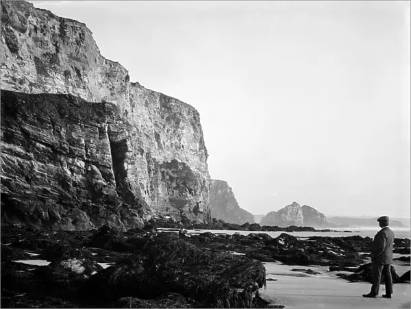 Watergate Bay Pillory Cliffs, St Columb Minor, Cornwall. June 1909