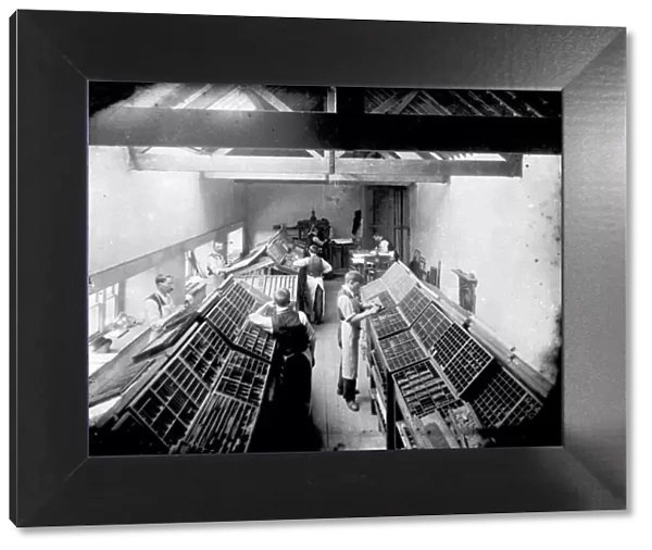 Blackfords printing works printing room, Truro, Cornwall. Early 1900s