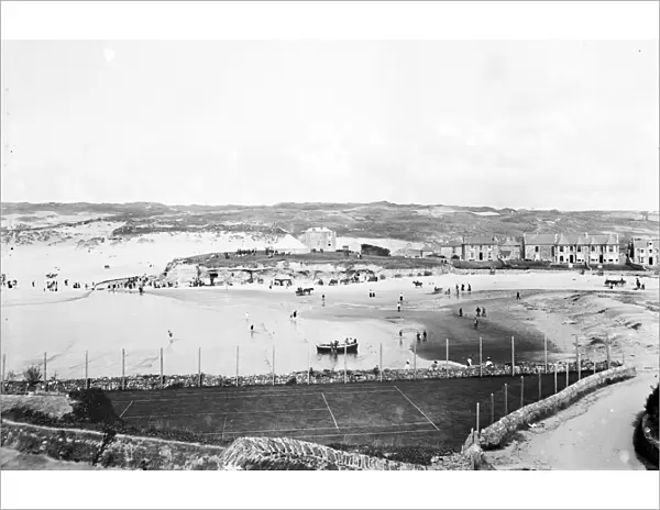 The beach, Perranporth, Perranzabuloe, Cornwall. Around 1910