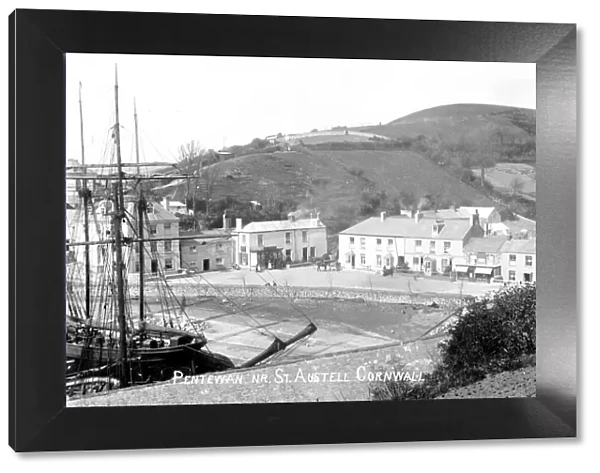 Pentewan harbour and village, St Austell, Cornwall. Late 1800s