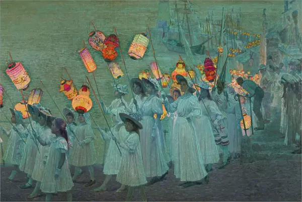 Jubilee Procession in a Cornish Village, A. G. Sherwood Hunter (1846-1919)