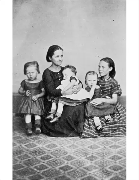 Five little girls, Polperro, Cornwall. 1860-1870s