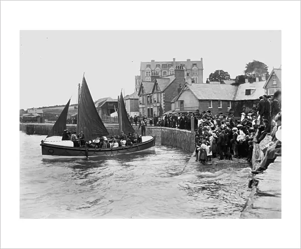 RNLI lifeboat Arab I at the quay, Padstow, Cornwall. 1883-1900