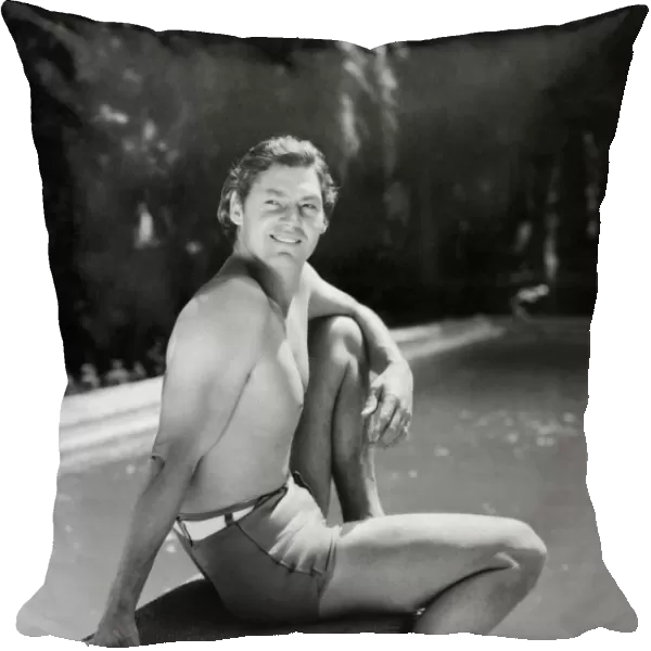 Portrait of US swimmer Johnny Weissmuller