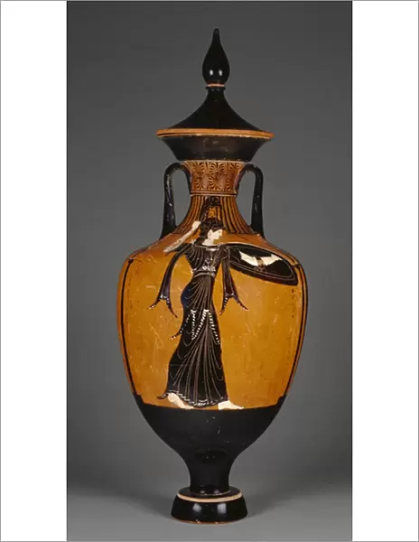 Panathenaic prize amphora with lid and figure of Athena, 363-2 BC (terracotta)