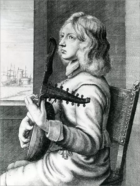 Baroque Lute player (engraving)