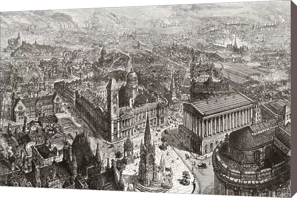 General view of Birmingham, West Midlands, England (engraving)
