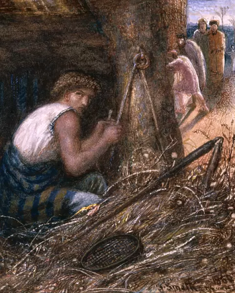 Saul Hiding among the Stuff, 1866 (w  /  c, oil & gum arabic on paper)