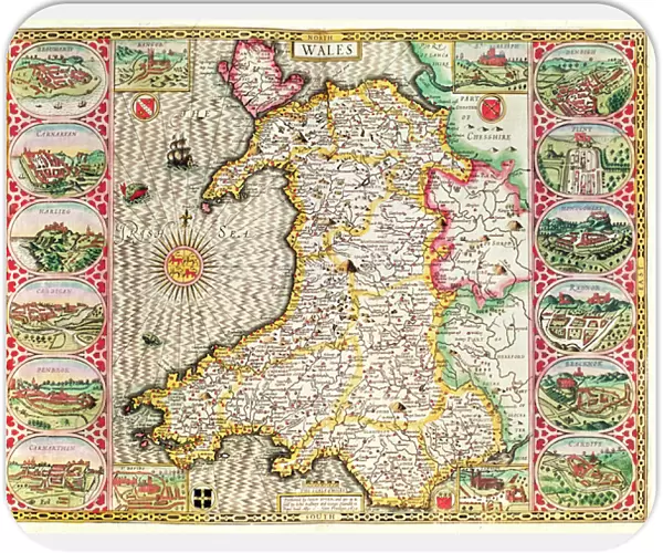 Wales, engraved by Jodocus Hondius (1563-1612) from John Speeds Theatre