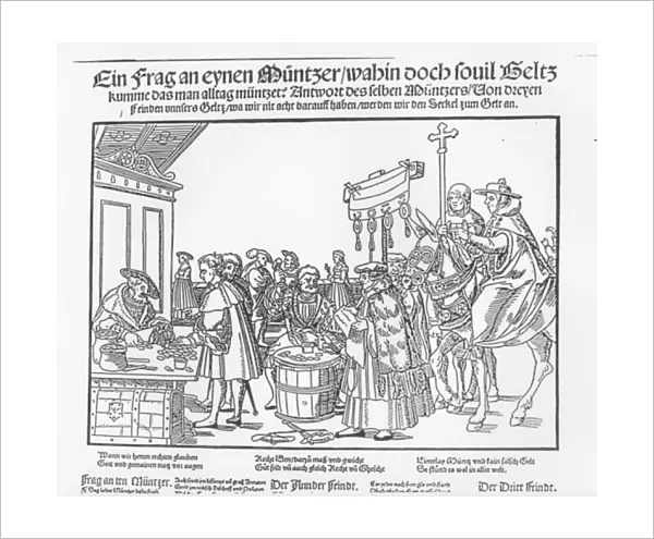 A Question to a Mintmaker, c. 1500 (woodcut) (b  /  w photo)