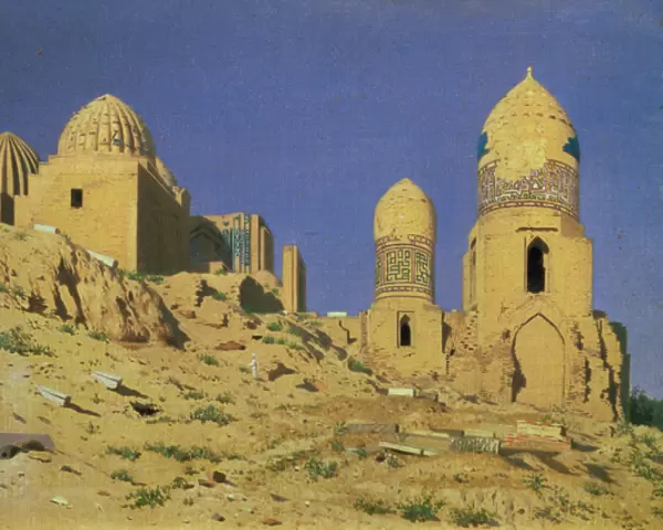 Hazreti Shakh-i-Zindeh Mausoleum in Samarkand, 1869-70 (oil on canvas)