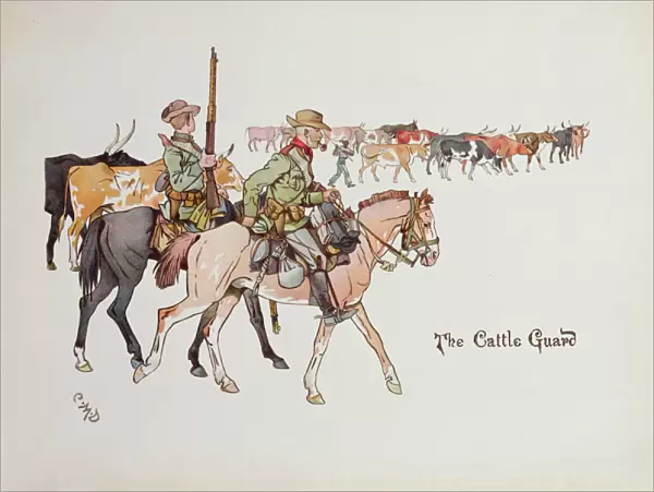 The Cattle Guard, from The Leaguer of Ladysmith, 1900 (colour litho)