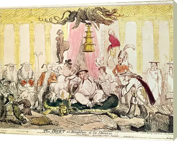 The Court at Brighton a la Chinese, 1816 (hand-coloured engraving)