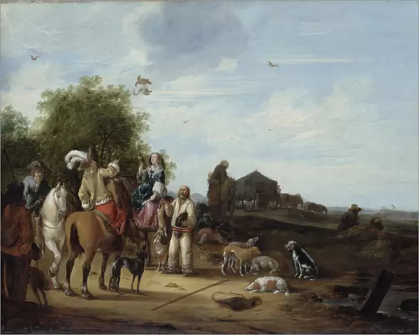Falconry (oil on panel)