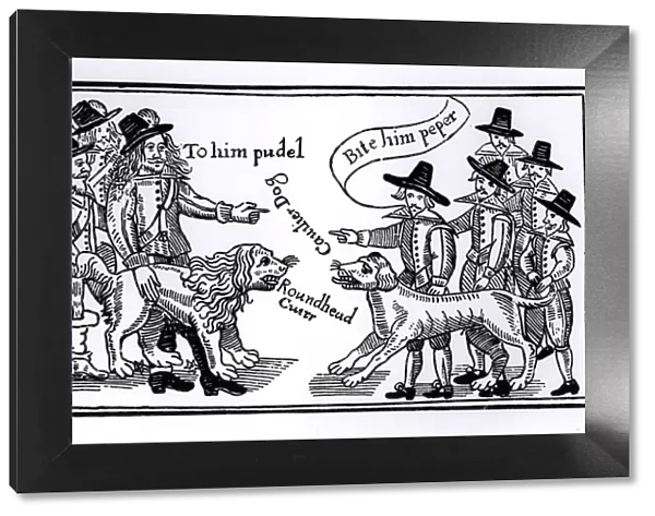 To Him Pudel, Bite Him Peper, English Civil War propaganda (woodcut)