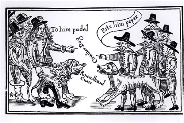 To Him Pudel, Bite Him Peper, English Civil War propaganda (woodcut)