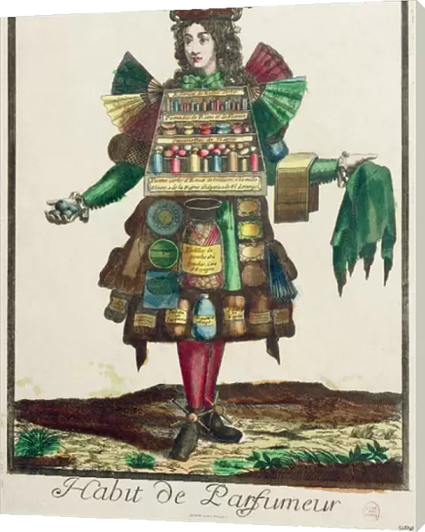 The Perfumers Costume (colour engraving)