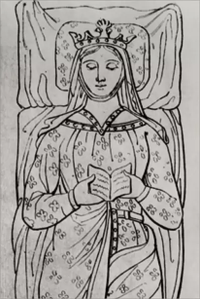 The Recumbant Eleanor of Aquitaine (c. 1122-1204) (engraving) (detail of 158139)