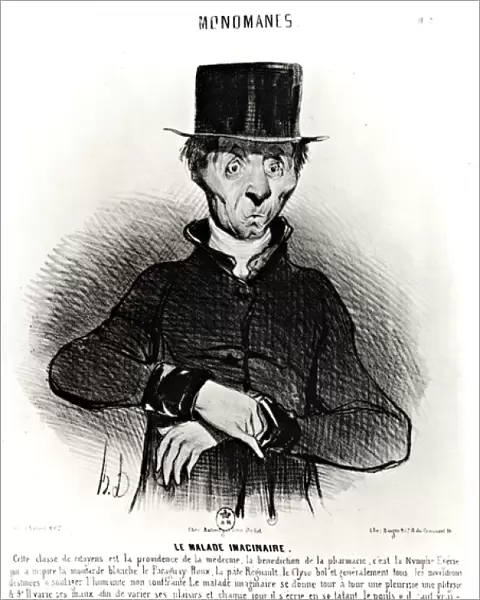 Le Malade Imaginaire, from the series Monomanes, 1830 (litho) (b  /  w photo)