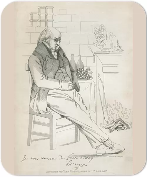 Pierre-Jean de Beranger (1780-1857) (etching) (b  /  w photo)